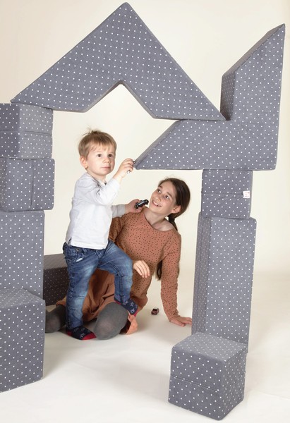 Plumplori Spielwürfelset Batu grau mit Punkten