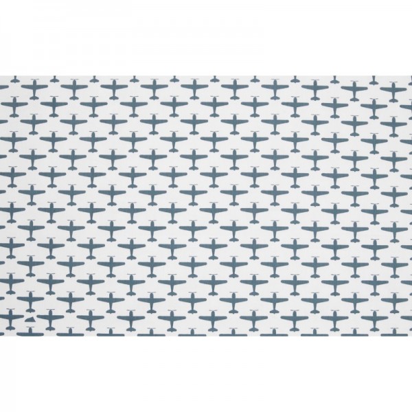 Taftan Spannbettlaken Flugzeuge weiss 90x200cm