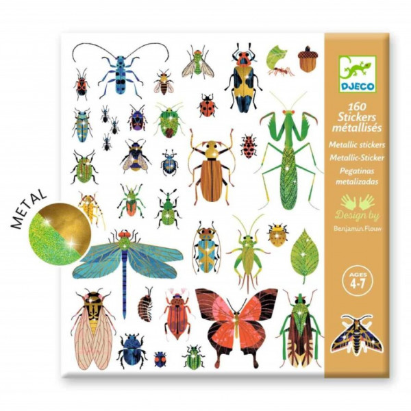 Djeco Aufkleber Metall Stickerset Insekten 4+