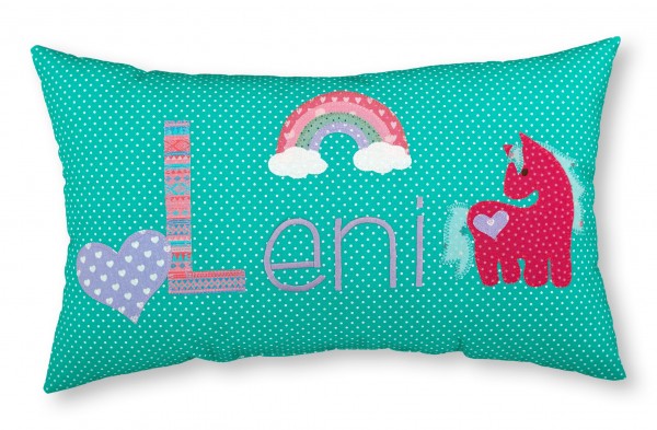 Crepes Suzette Namenskissen Regenbogen und Pony