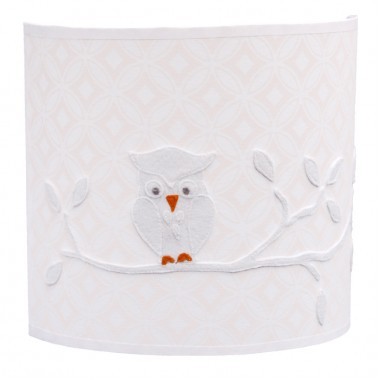 Taftan Wandlampe Eule weiß halbrund