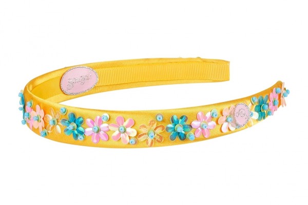 Souza Haarreifen mit Glitzerblüten Bonny gelb