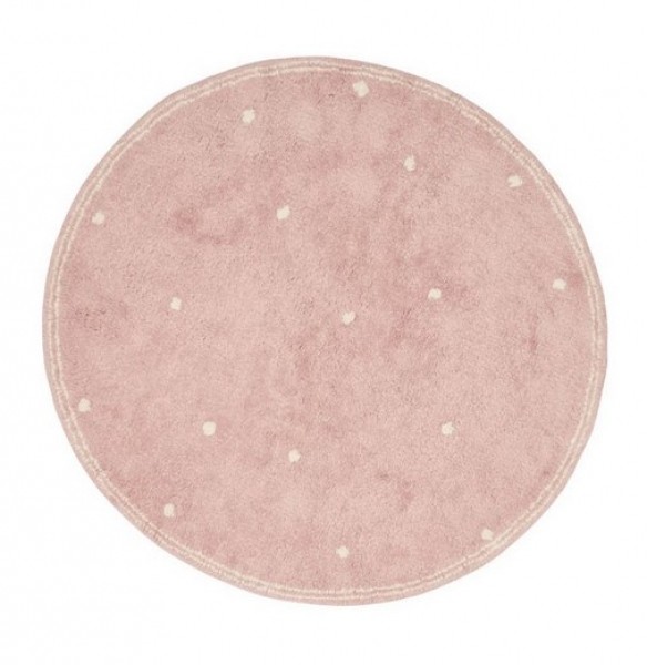 Little Dutch Baumwollteppich Pure Rosa gepunktet 110cm