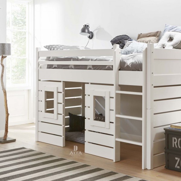 Alta 4-teiliges Hüttenbett festes Gestell 90x200cm Weiss