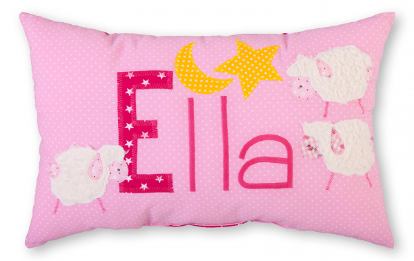 Crepes Suzette Namenskissen Schäfchen rosa