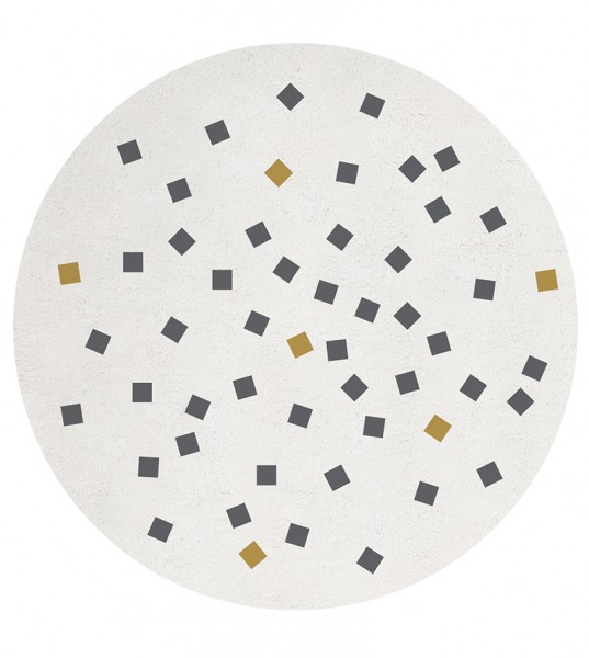 Lilipinso Baumwollteppich rund mit kleinen Quadraten