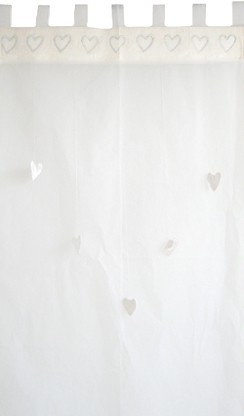 Taftan Vorhang Herzen weiss