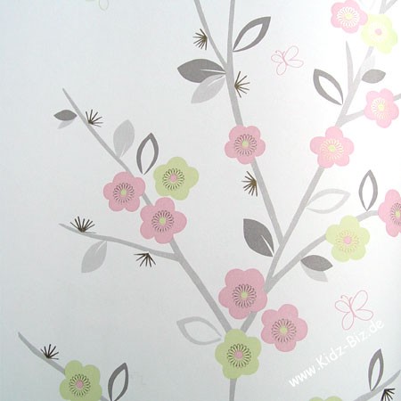 Caselio Panoramatapete Kirschblüten grün 16177124