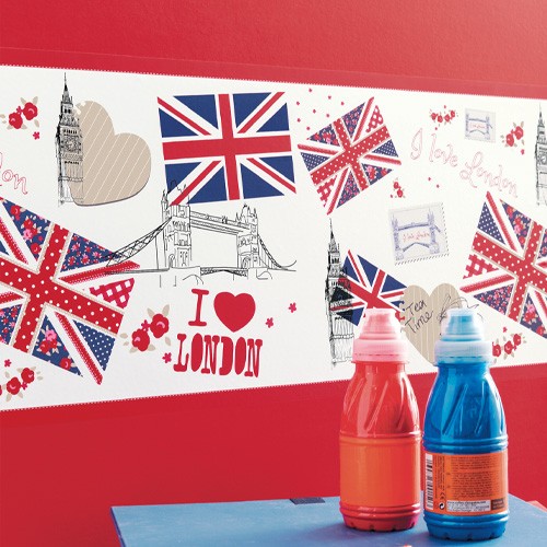 Caselio Bordüre London blau/rot 66238088