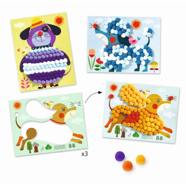 Djeco Bommelbilder Hunde zum streicheln 3+