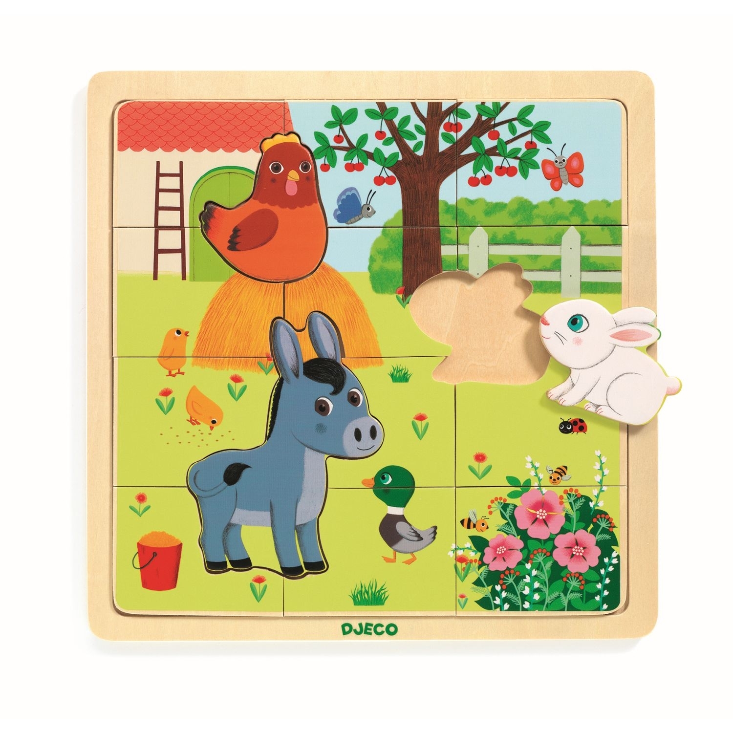 DJECO Woodypile Steckpuzzle – Farbenfrohes Holzspielzeug Zum Stapeln Für Kleinkinder