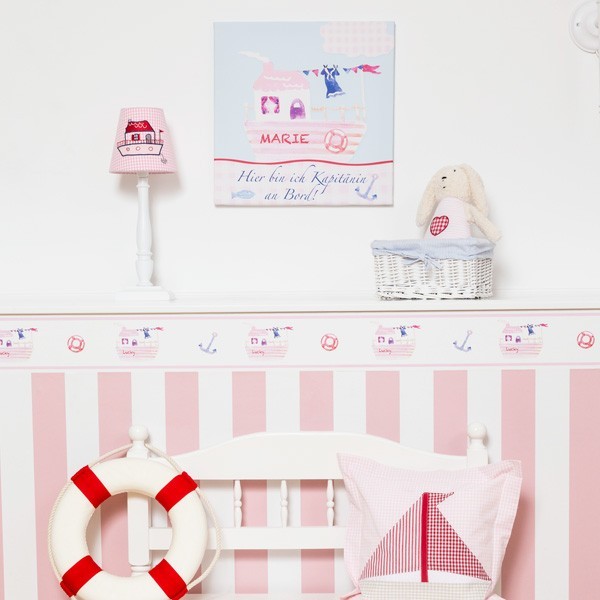 Hansekind Selbstklebende Bordüre Hausboot rosa