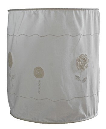 Taftan Lampenschirm mit Häkelblumen weiss