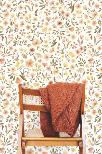 Lilipinso Kinderzimmertapete Vliestapete Vintage Flowers gelb grün