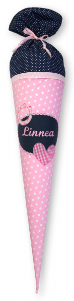 Crepes Suzette Schultüte mit Namen Hufeisen rosa