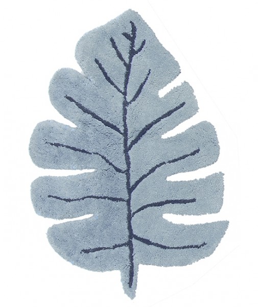 Lilipinso Baumwollteppich Monstera blau 105x150