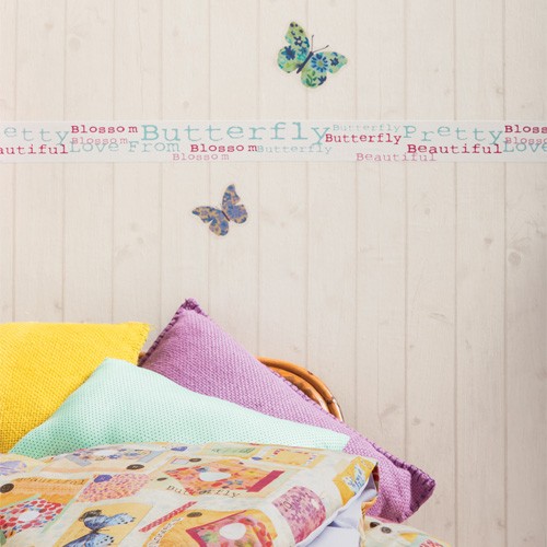 Caselio Bordüre Butterfly Schriftzug selbstklebend OLA66544000