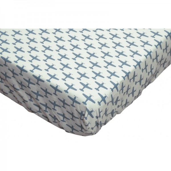 Taftan Spannbettlaken Flugzeuge weiss 90x200cm