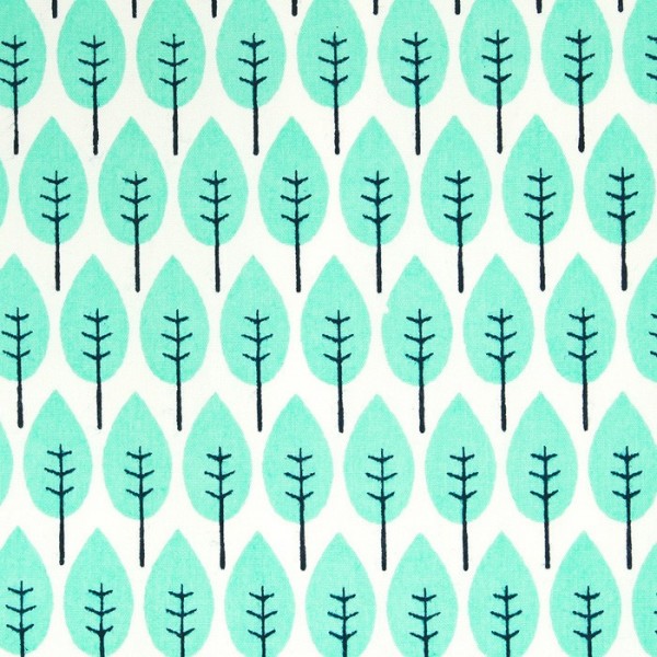 Taftan Spannbettlaken Blätter blau-grün 70x140cm
