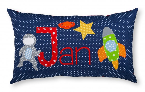 Crepes Suzette Namenskissen Astronaut und Rakete Jan