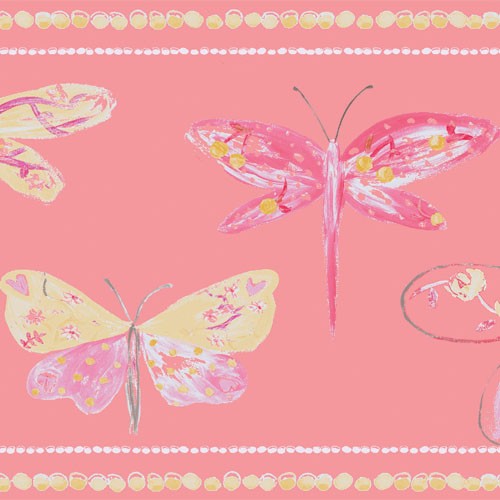 Caselio Bordüre Schmetterlinge koralle 66203030