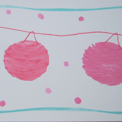 Camengo Bordüre Lampions pink/türkis 9800233