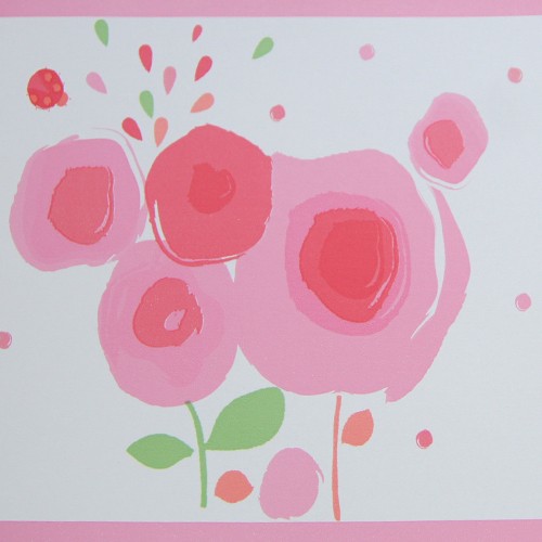 Camengo Bordüre Blumen rosa/orange 9930119