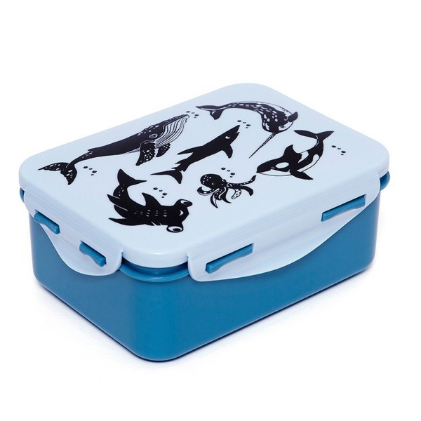 Petit Monkey Lunchbox Brotbox Meerestiere blau