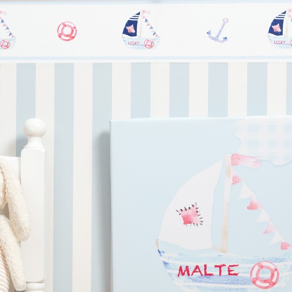Hansekind Selbstklebende Bordüre Segelschiff blau