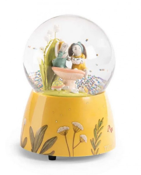 Moulin Roty Schneekugel mit Musik Kaninchen