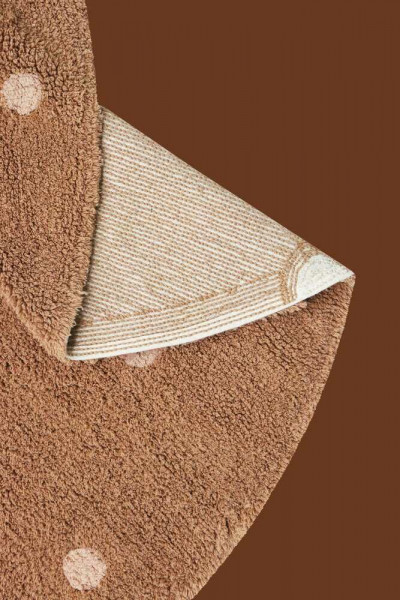 Lorena Canals waschbarer Kinderteppich rund mit Punkten Kastanienbraun