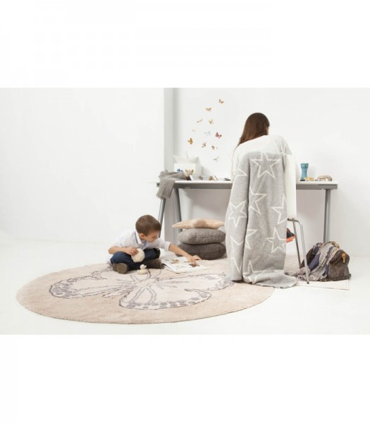 Lorena Canals Kinderteppich rund Butterfly beige nude