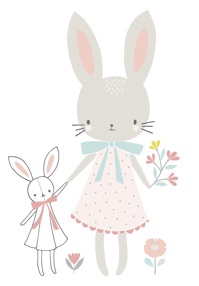 Lilipinso Xl Kinderzimmer Wandtattoo Hase Grau Rosa Wandsticker