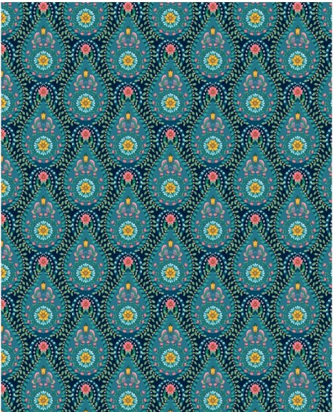Pip Studio 5 Vliestapete Ornamente Blau bunt gemustert