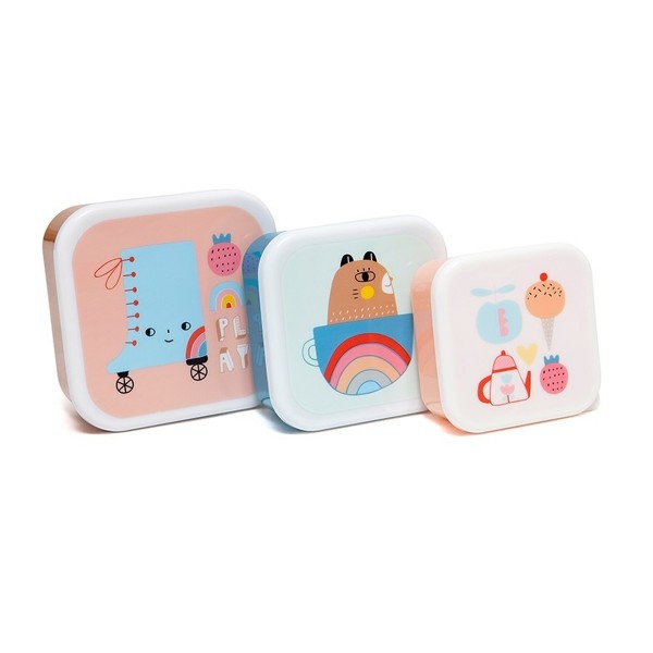 Petit Monkey Lunchboxen Brotdosen Set Rollschuh Regenbogen