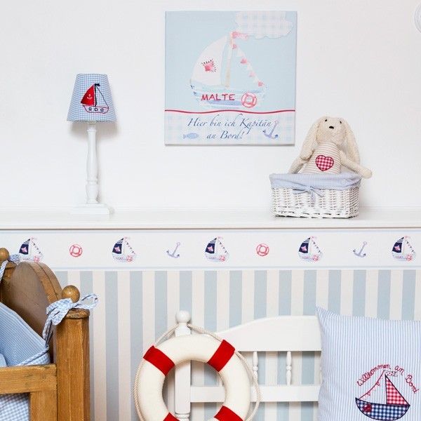 Hansekind Selbstklebende Bordüre Segelschiff blau