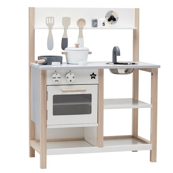 Kids Concept Spielküche Natur Weiss 3+