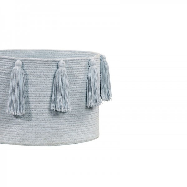 Lorena Canals Aufbewahrungskorb mit Quasten Hellblau