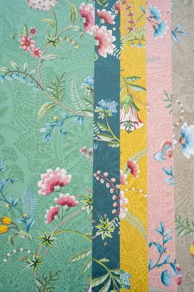Pip Studio 5 Vliestapete Blumen Blaugrün