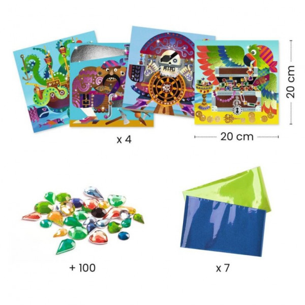 Djeco Bastelset Metallfolie und Strass Piraten 5+