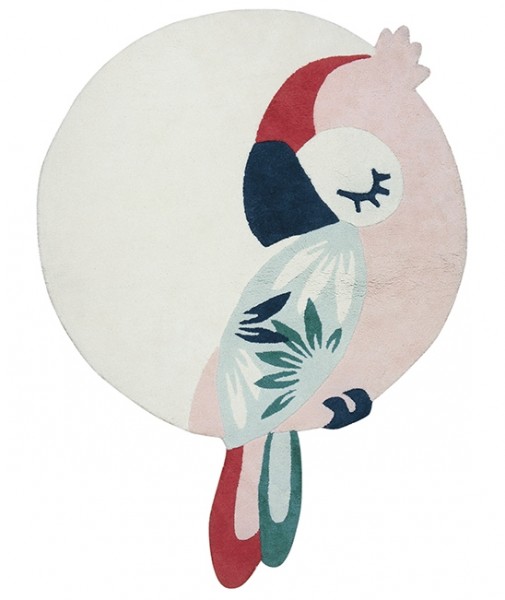 Lilipinso runder Baumwollteppich Papagei Rosa 120x160